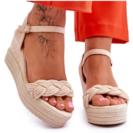 FB2 Klassische Keilsandalen aus Wildleder Beige Denisse braun