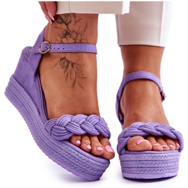 Klassische Keilsandalen aus Wildleder Lila Denisse