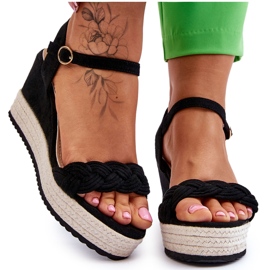 Klassische Keilsandalen aus Wildleder Schwarz Denisse