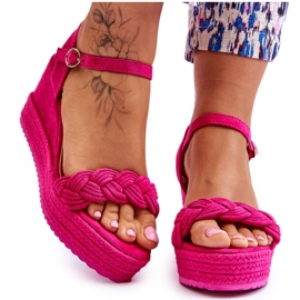 FB2 Klassische fuchsiafarbene Denisse Keilsandalen aus Wildleder rosa