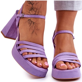Plateau-Sandalen aus Wildleder für Damen Lila Verda