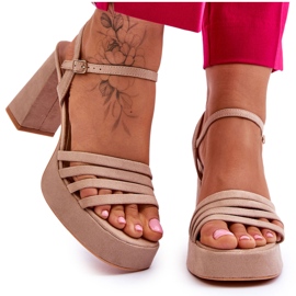 Plateau-Sandalen aus Wildleder für Damen Beige Verda braun