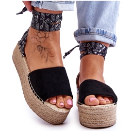 Keilsandalen aus Wildleder Schwarz Livia