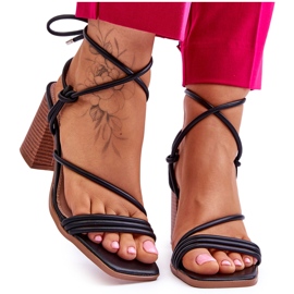 Damen-Ledersandalen mit Absatz Schwarz Seyna
