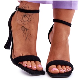 Absatzsandalen aus Wildleder für Damen Schwarz Rousses