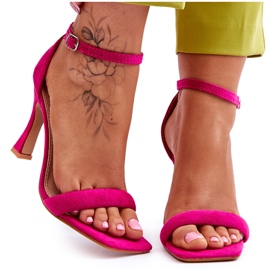 Fuchsia Rousses High Heel Sandaletten aus Wildleder für Damen rosa