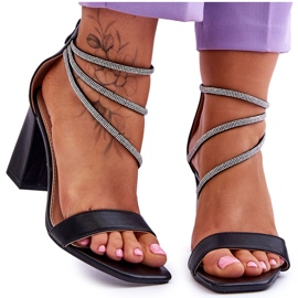 Modische Sandale mit Zirkonia Schwarz Carma