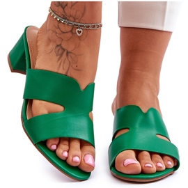 FJ1 Klassische Ledersandalen mit niedrigem Absatz Miley Green grün