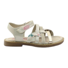 American Club Amerikanische Sandalen Mädchen für Klettverschluss 15079 Beige/Gold