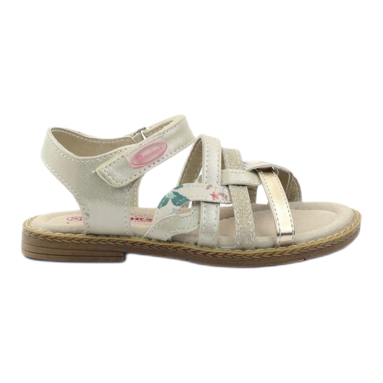 American Club Amerikanische Sandalen Mädchen für Klettverschluss 15079 Beige/Gold