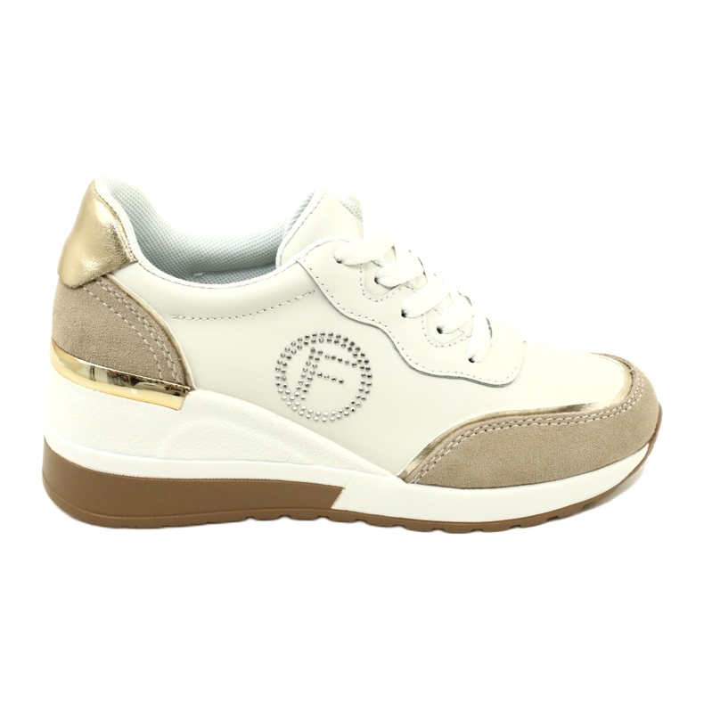 Filippo DP4660/23 WH BE Damen-Sport-Schnürschuhe Weiß und Beige