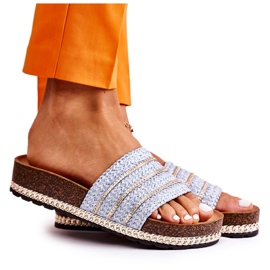 S.Barski Klassische Damen-Flip-Flops mit Kette, Blau