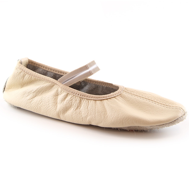 Damen Ballettschuhe aus Leder mit elastischen Bändern beige Nazo NB02