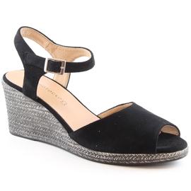 Keilsandalen aus schwarzem Wildleder für Damen Potocki SZ12100