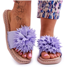Damen-Slipper aus Wildleder mit violetter Giorgia-Verzierung lila