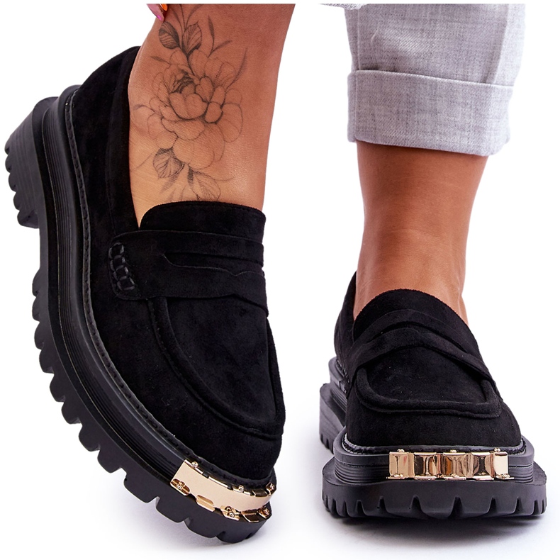 Klassische Wildleder-Loafer mit schwarzer Monaro-Verzierung