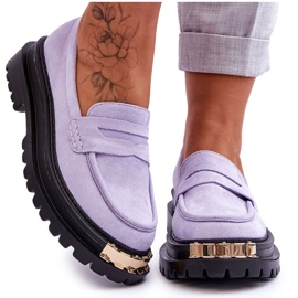 FJ1 Klassische Wildleder-Loafer mit violetter Monaro-Verzierung lila