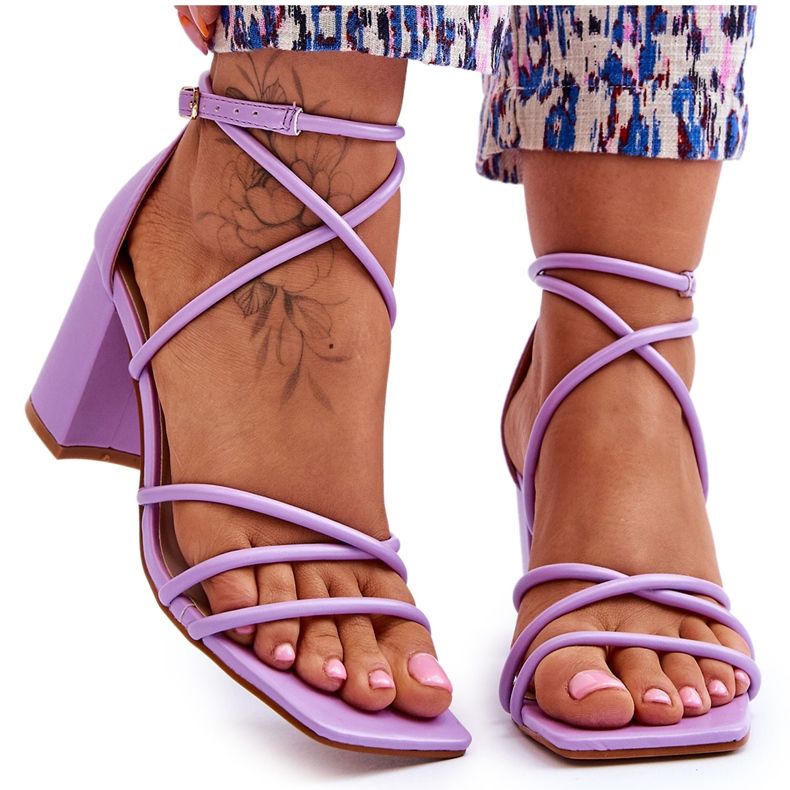Leder Modische Damen Sandalen Lila Primma High Heels violett