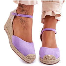 FJ1 Wildleder Espadrilles Keilsandalen Lila Cammer violett