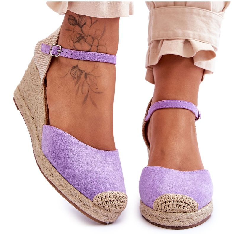 FJ1 Wildleder Espadrilles Keilsandalen Lila Cammer violett