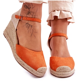 Wildleder Espadrilles Keilsandalen Orange Cammer