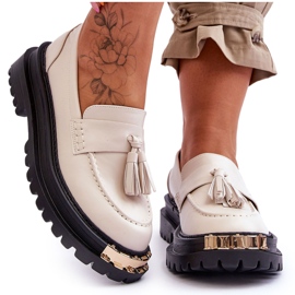 Lonisa Lonis Classic Loafer mit Fransen Beige