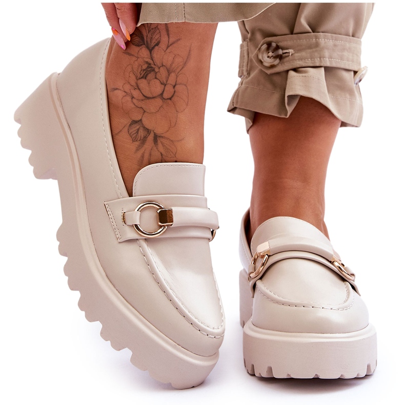 FJ1 Damen-Leder-Slipper Beige Camerin