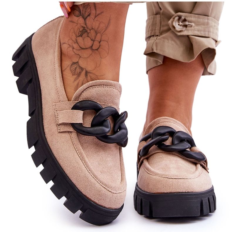 Vinceza Plateau-Loafer aus Wildleder für Damen Beige Bennett schwarz