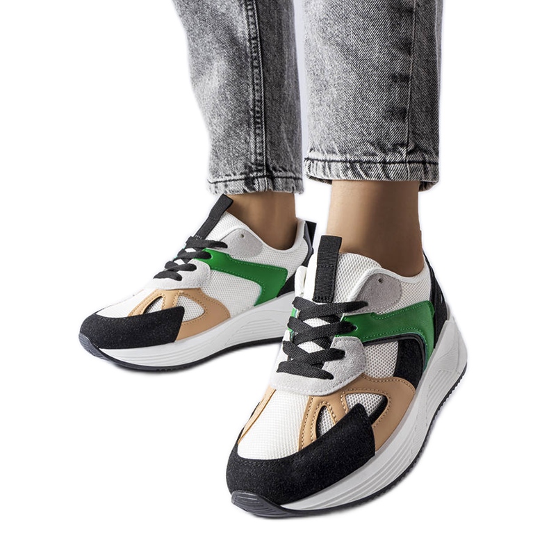 Schwarze Sneaker aus Materialmix von Riel weiß