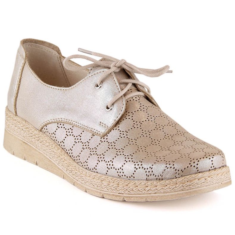 Bequeme Damenschuhe aus Leder golden Helios 401