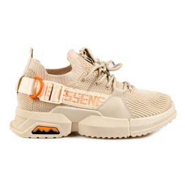Beige durchbrochene Damensneaker von Shelovet