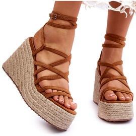 Keilsandalen aus Leder Braun Margaritt