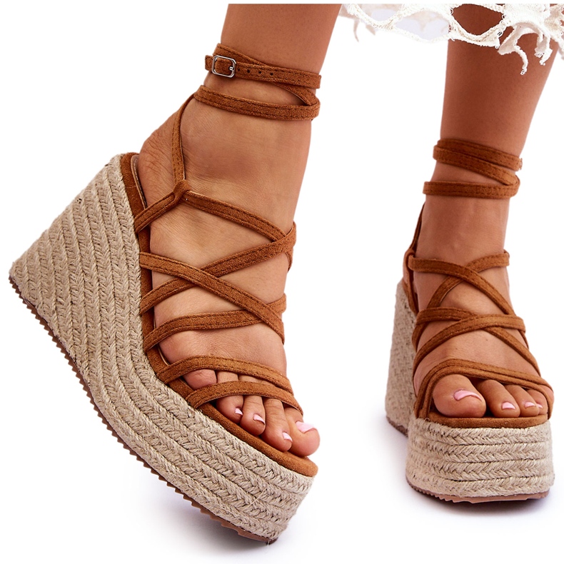 Keilsandalen aus Leder Braun Margaritt