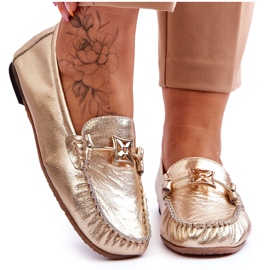 Klassische Lederslipper mit Verzierung Laura Messi 2459 Gold golden