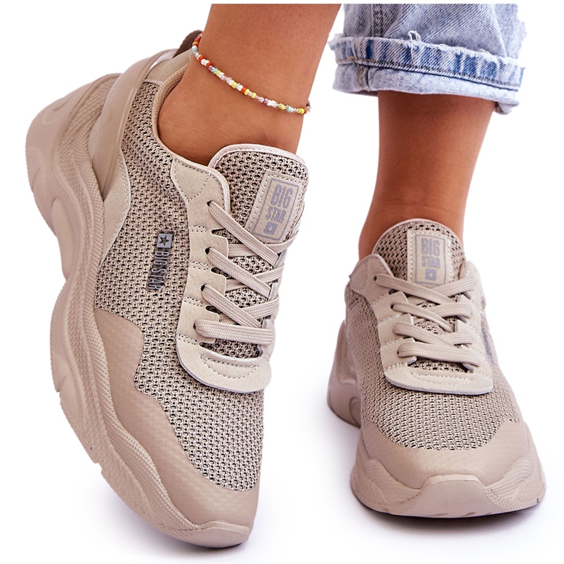 Damen Memory Foam System Big Star Stoff Sportschuhe LL274A066 Beige