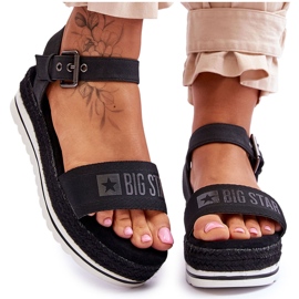 Bequeme Plateausandalen für Damen Big Star LL274870 Schwarz