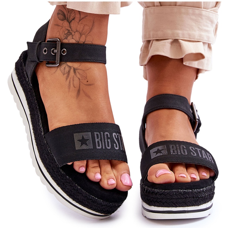 Bequeme Plateausandalen für Damen Big Star LL274870 Schwarz