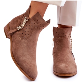 Vinceza Wildleder-Reißverschlussstiefel für Damen Beige Belliano