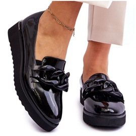 Vinceza Lackierte Loafer mit Keilabsatz Schwarz Semma