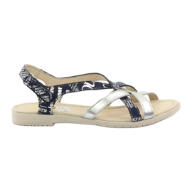 Ledersandale gewebt Escott 1389 marineblau silber