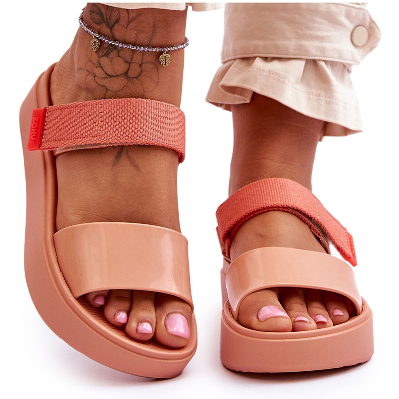Vegane Sandalen mit Klettverschluss ZAXY HH285283 Orange