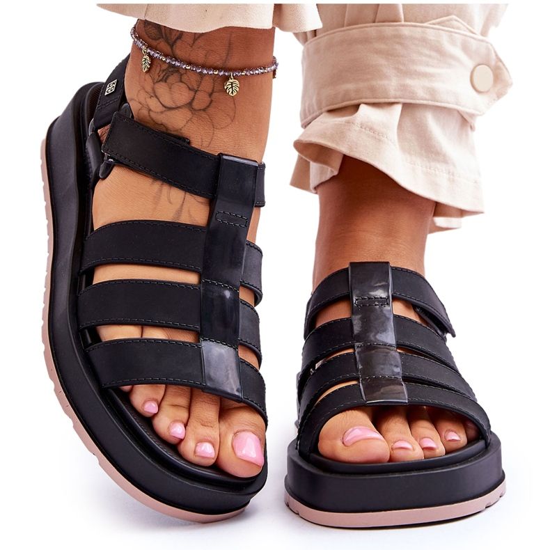 ZAXY Vegane Klettsandalen für Damen JJ285017 Schwarz
