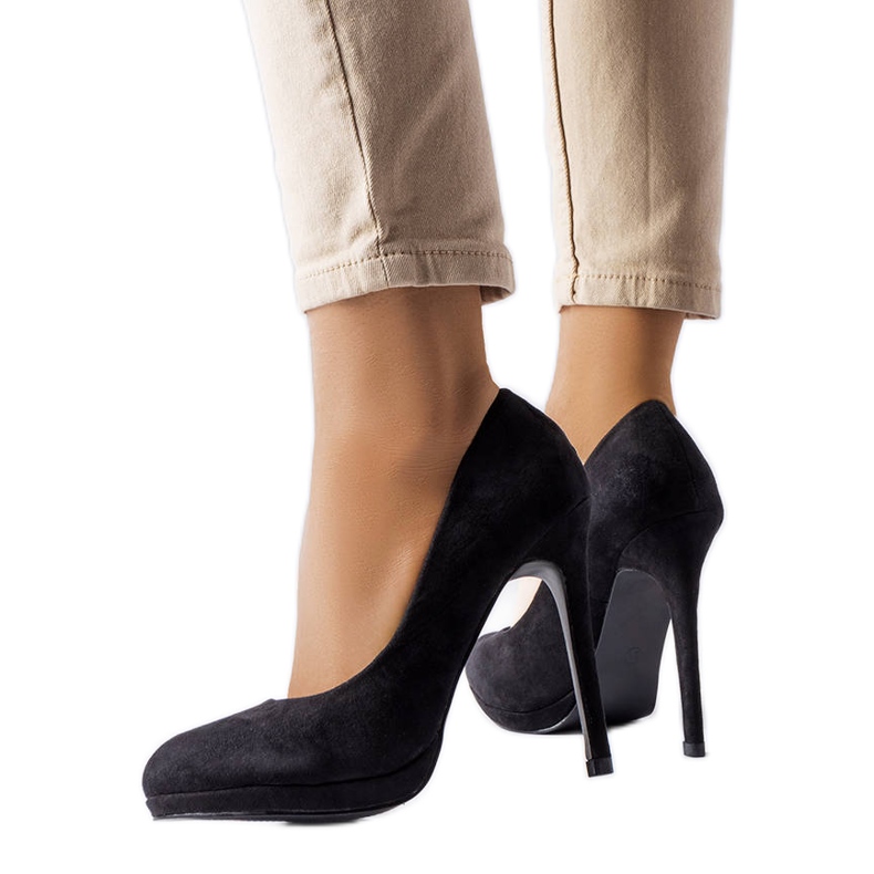 Schwarze High Heels aus Öko-Wildleder Bazinet