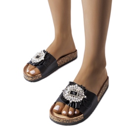 Schwarze Pantoletten mit Korksohlen von Roy