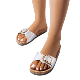 Pantoletten mit silbernen Schnallen von Benoit silber-