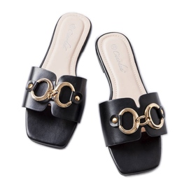 Schwarze elegante Pantoletten mit Kette von Corbin