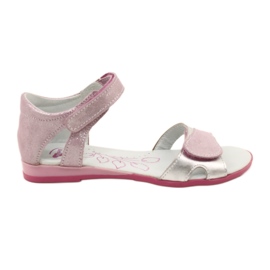 Mädchen-Ledersandalen mit Klettverschluss RenBut 4333 rosa/silber