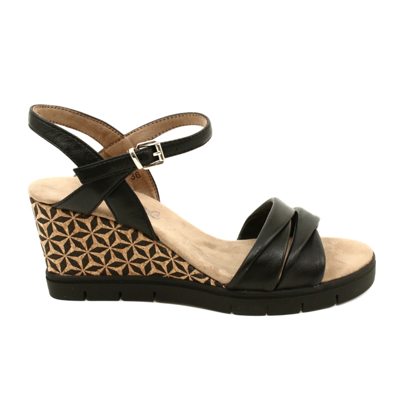 Caprice Keilsandalen aus Leder 9-28710-20 040 Schwarz Softnap