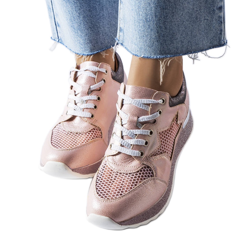 Rosa glänzende Sneakers von Angelier