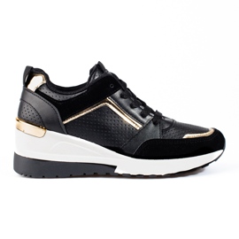 Schwarze Damen-Sneaker von Shelovet mit Keilabsatz